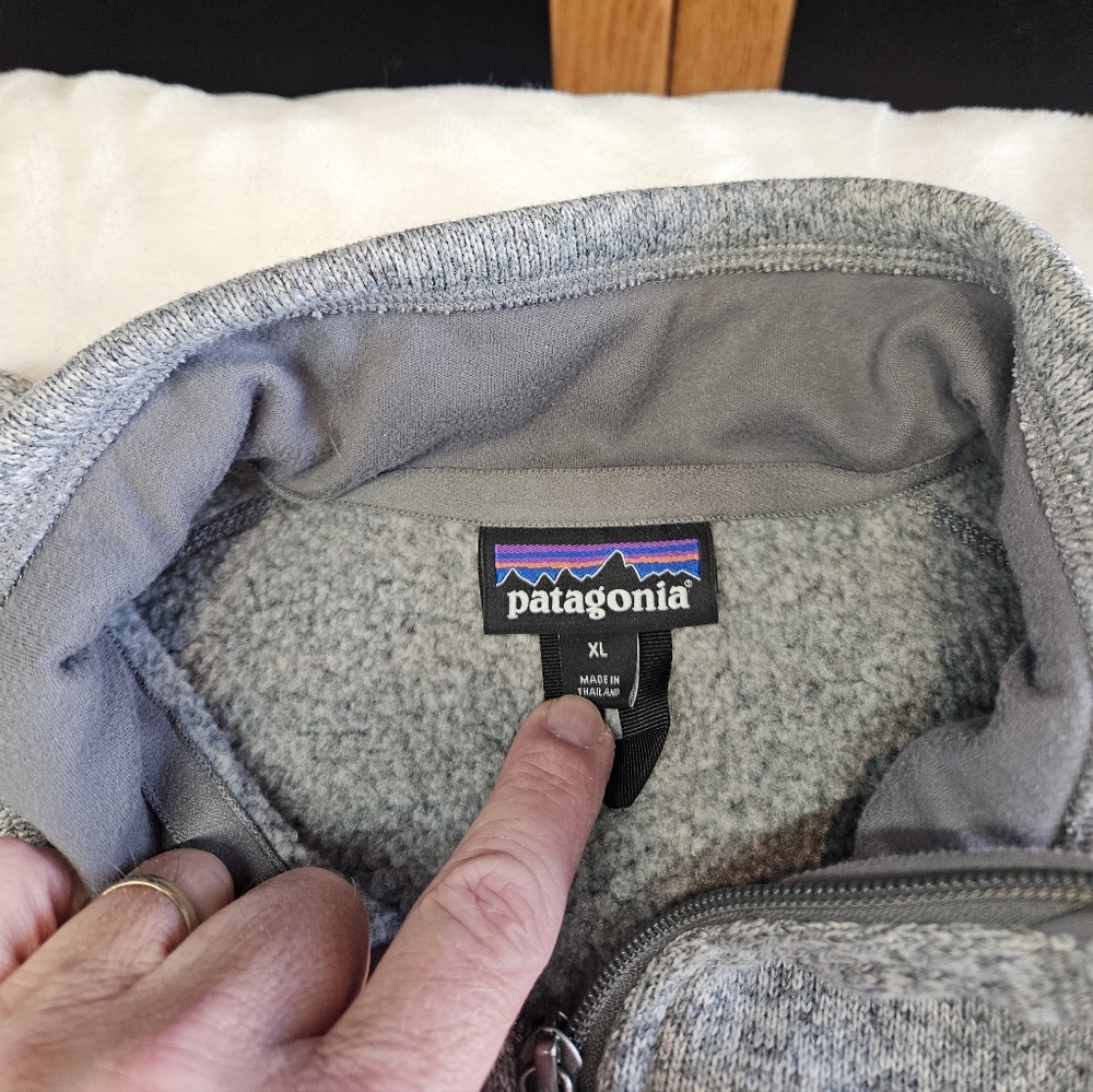Patagonia Better Sweater Mens XL Heather Grey Quarter Zip Mock Neck 2 - Picture 3 of 7